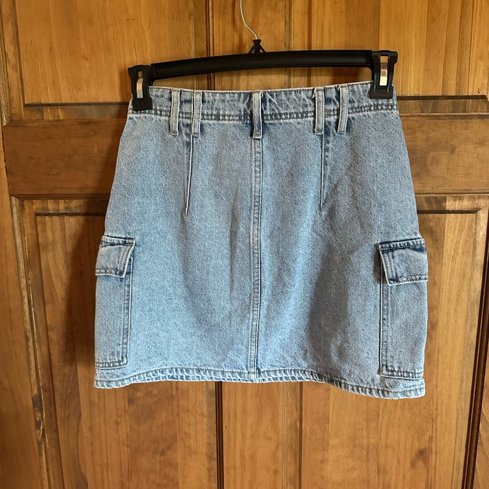 PacSun Light Blue Denim 90s Y2K Cargo Mini Skirt 100%cotton size 27 - Picture 5 of 7